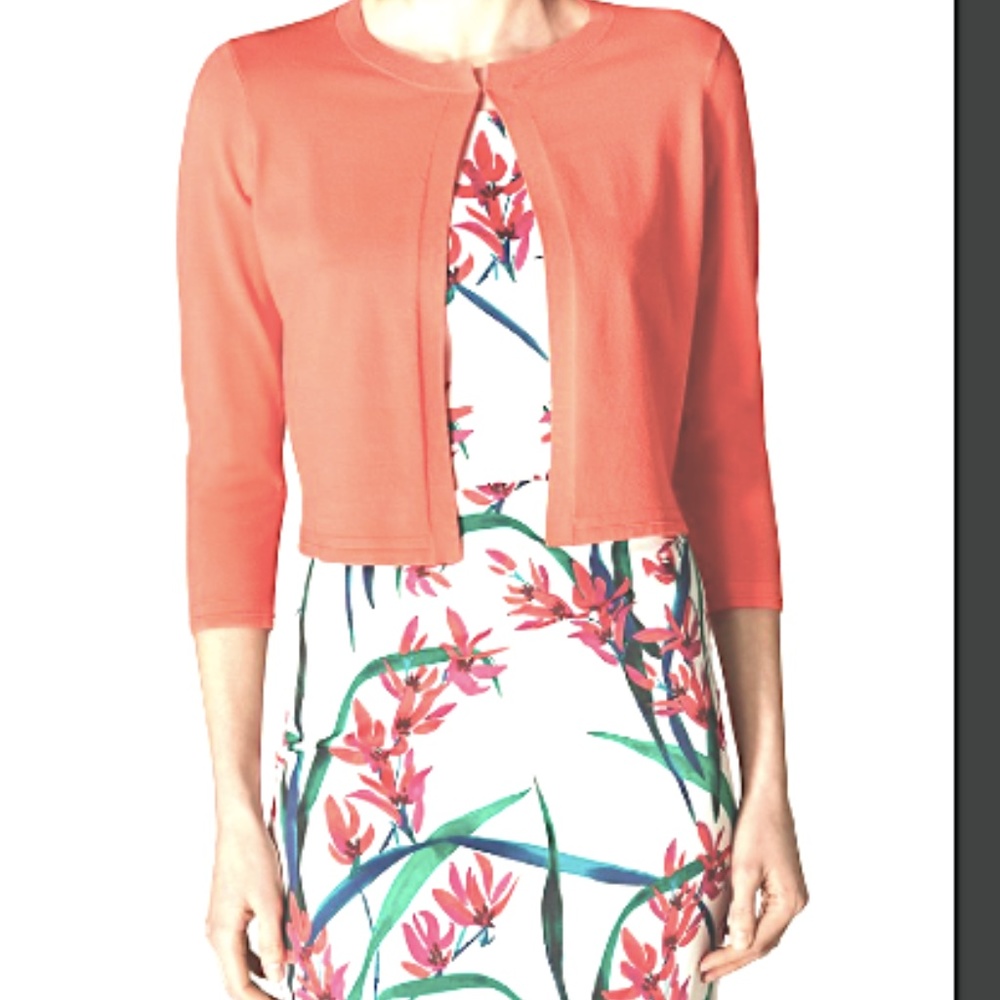 Karen Millen Crop Coral Orange Cardigan Medium